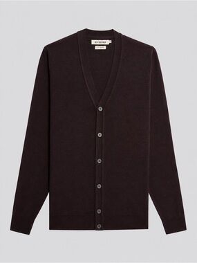 BEN SHERMAN 100% MERINO WOOL CARDIGAN BURGUNDY MARL MEN’S XXL